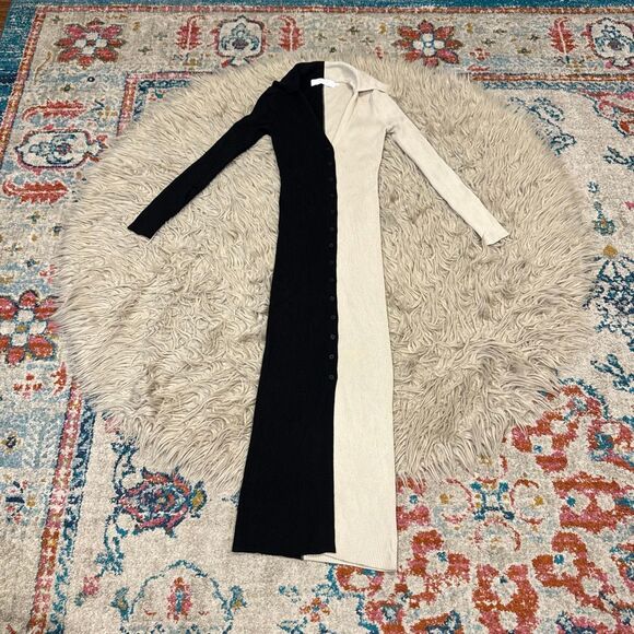 ASTR the Label Colorblock button down Long Sleeve Rib Sweater Dress XS - Picture 2 of 6